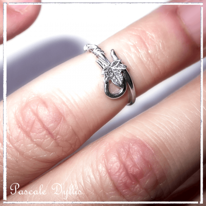 Bague de phalange elfique feuille de lierre Argent