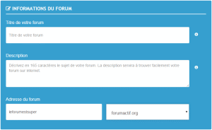 infos sur mon forum