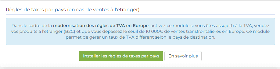 Taux de TVA par pays : installation