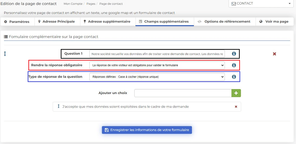 CmonSite : ajouter un carnet d'adresse