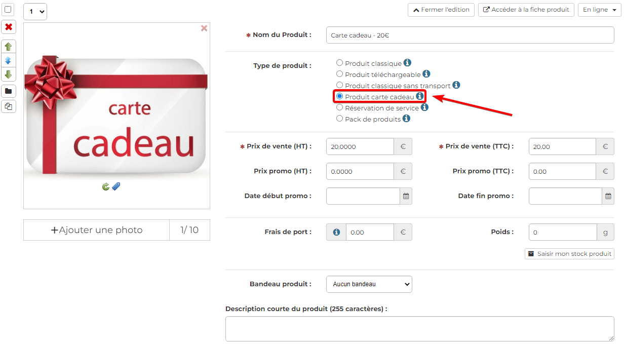 Comment ajouter une carte cadeau sur  ? 