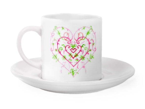 Cœur peint et créé pour une tasse par Valérie Bourgaut